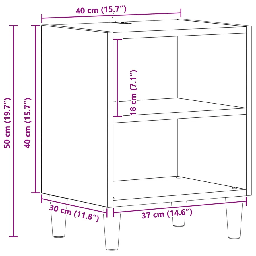 Armoire de lit Chêne noir 40 x 30 x 50 cm Bois d'ingénierie - 9
