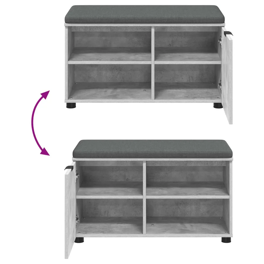 Banc d'entrée avec coussin Gris Béton 80 x 38 x 46 cm - 10