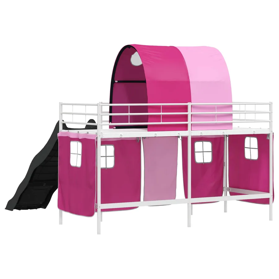 Lit mezzanine pour enfants Blanc et rose 75 x 190 cm Métал - 10