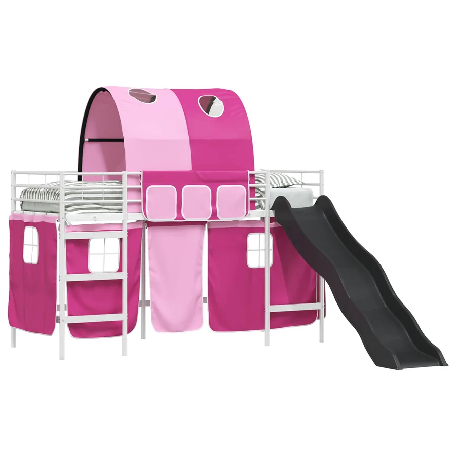 Lit mezzanine pour enfants Blanc et rose 90 x 190 cm Métал - 2