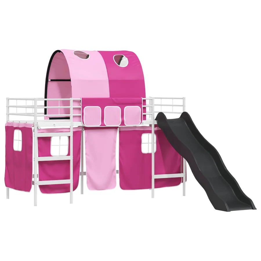 Lit mezzanine pour enfants Blanc et rose 90 x 190 cm Métал - 4