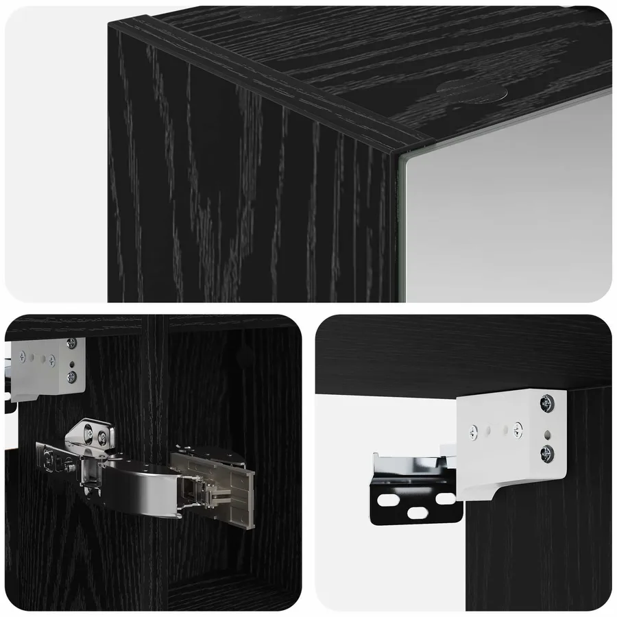 Armoire Miroir de Salle de Bain Chêne noir 60 x 14,5 x 70 cm - 10