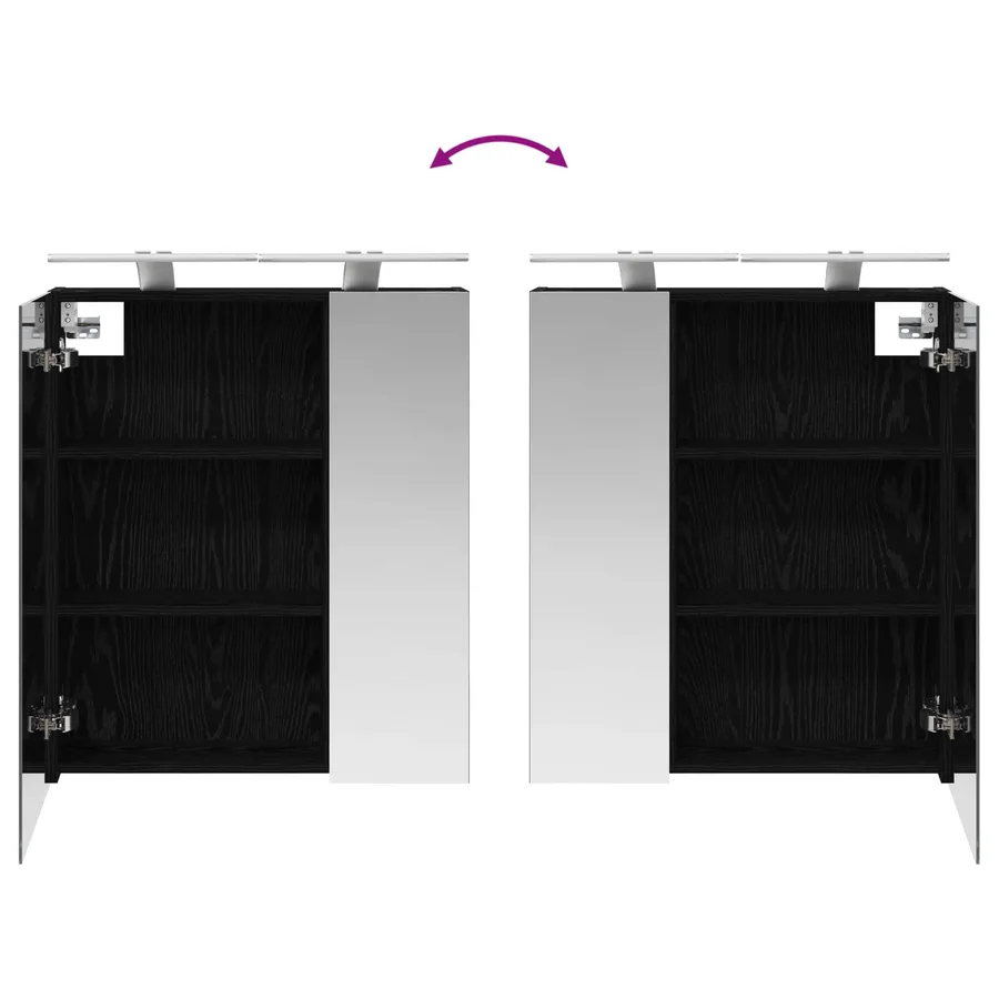 Armoire Miroir de Salle de Bain Chêne noir 60 x 14,5 x 70 cm - 12