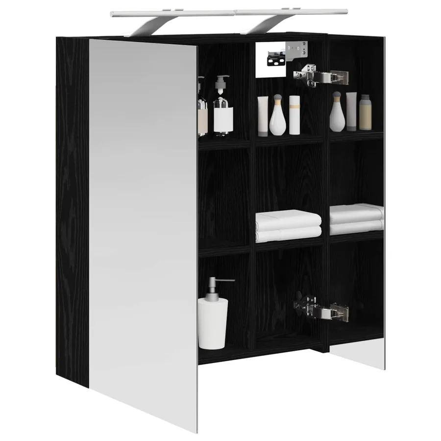Armoire Miroir de Salle de Bain Chêne noir 60 x 14,5 x 70 cm - 3