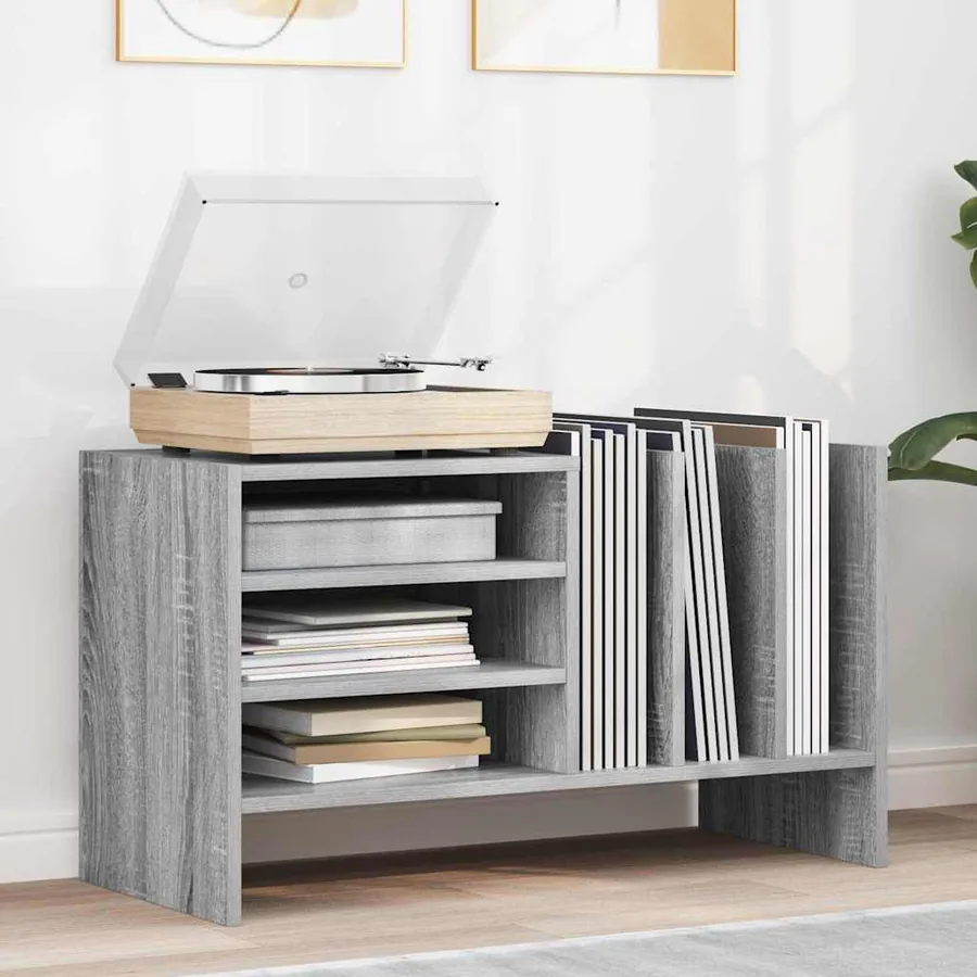 Meuble à vinyles avec étagère Gris Sonoma 78,5 x 35 x 45 cm