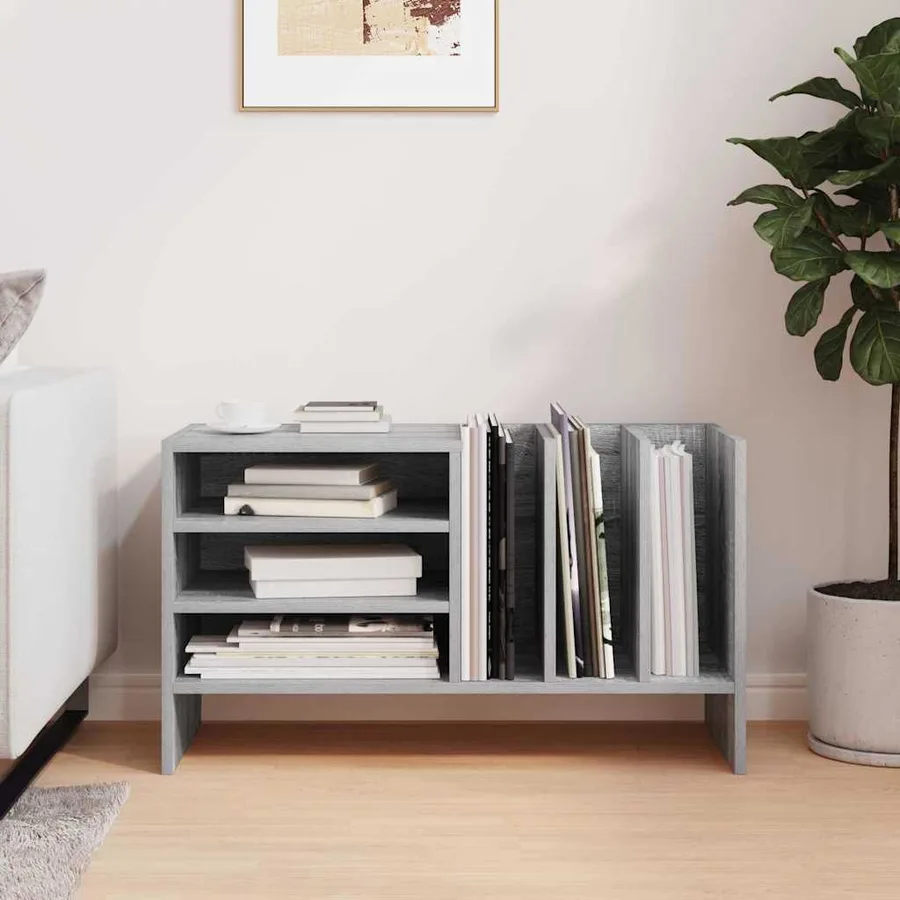 Meuble à vinyles avec étagère Gris Sonoma 78,5 x 35 x 45 cm - 4