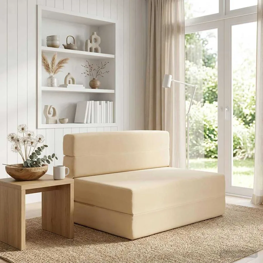 Canapé-lit pliable Crème 70 x 80 x 60 cm Tissu