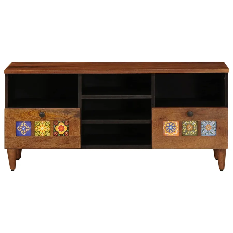 Meuble TV Noyer 100 x 33 x 46 cm Bois de mangue massif - 4