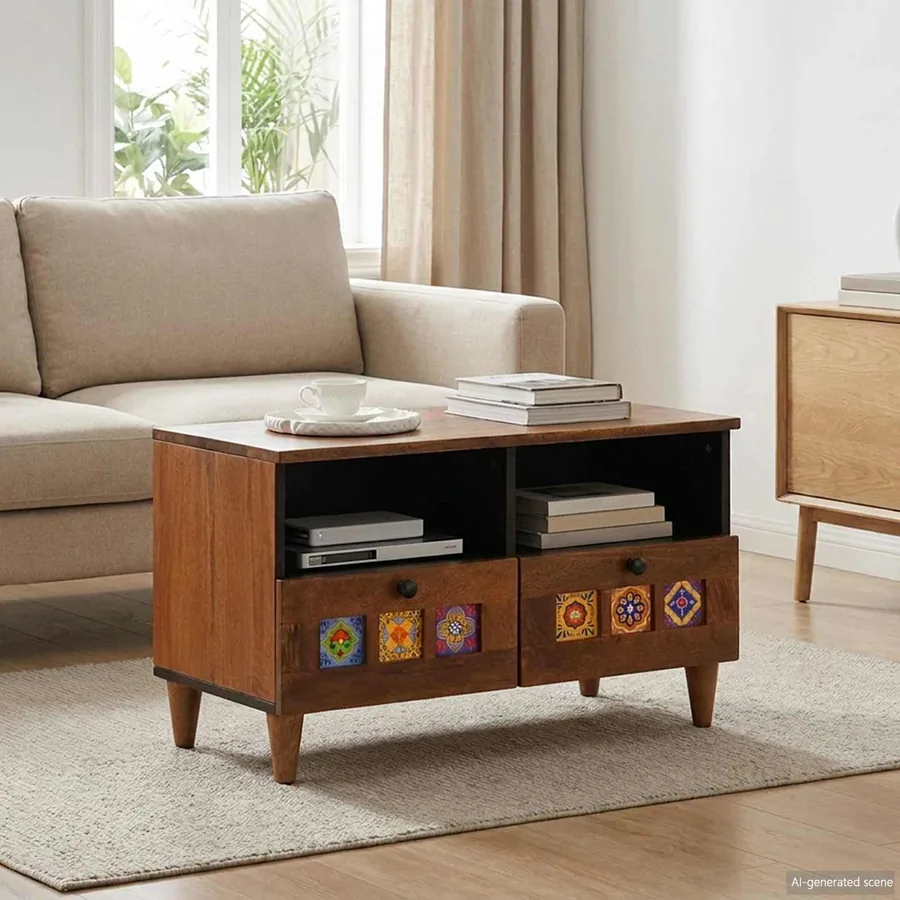 Table basse Marron 80 x 54 x 40 cm Bois de mangue massif