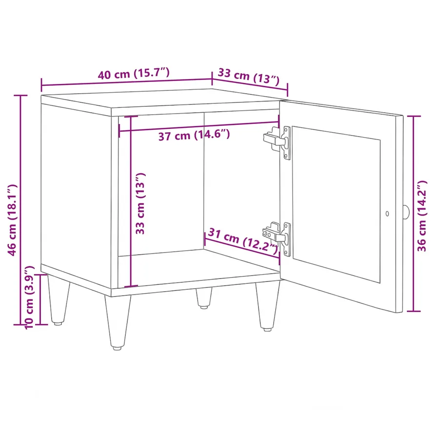 Cabinet de chevet 2 pcs Marron 40 x 33 x 46 cm - 13