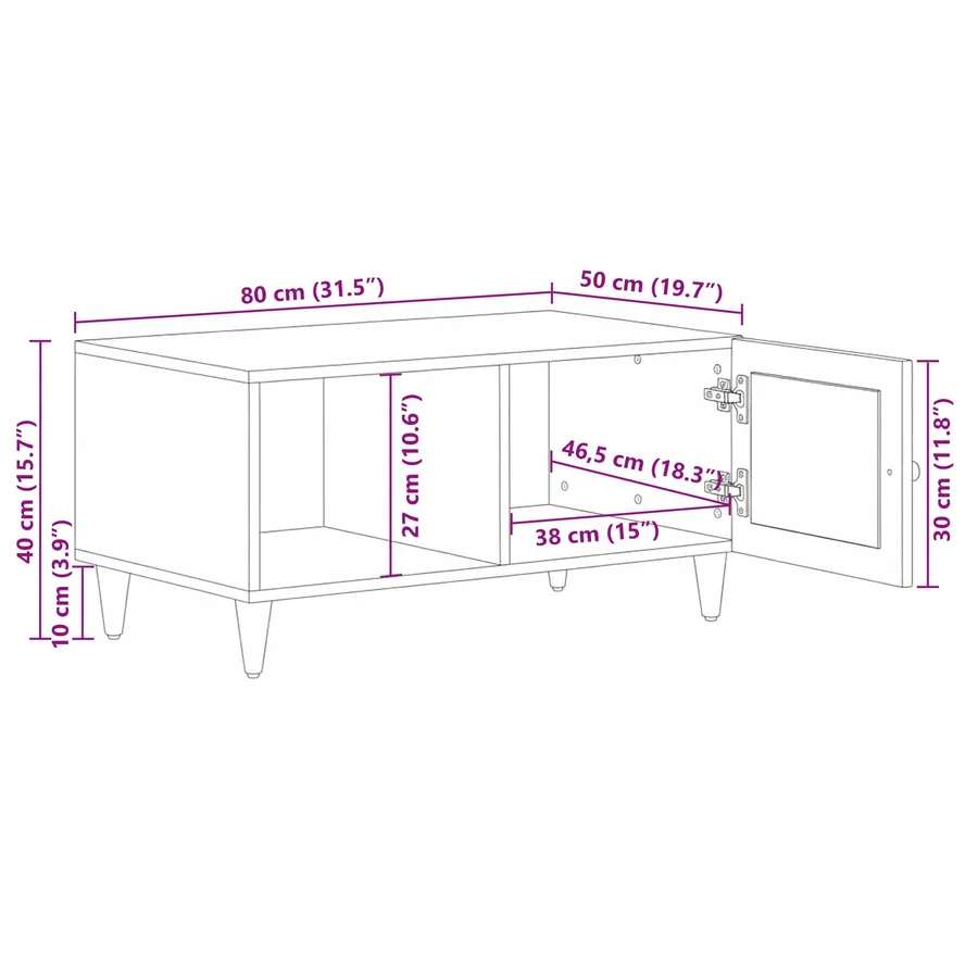 Table basse Marron 80 x 50 x 40 cm Bois de mangue massif - 13