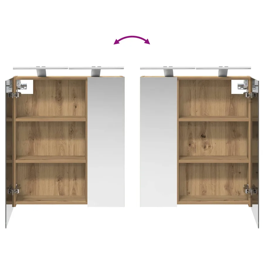 Armoire Miroir de Salle de Bain Chêne artisan 60 x 14,5 x 70 cm - 12
