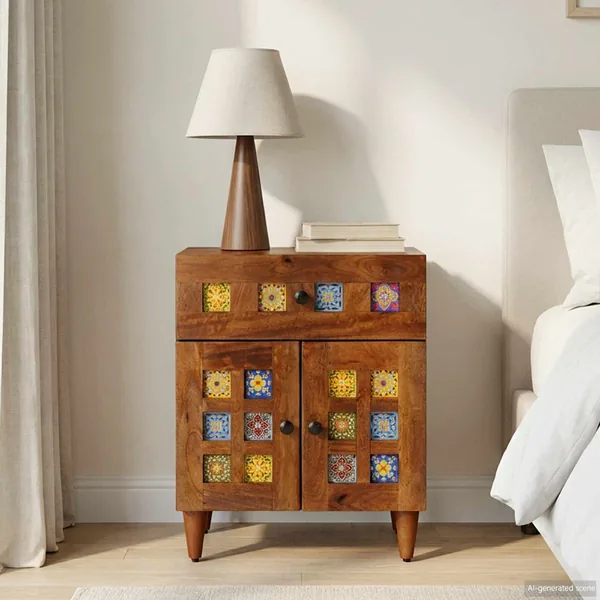 Cabinet de chevet Marron 50 x 33 x 60 cm Bois de mangue massif