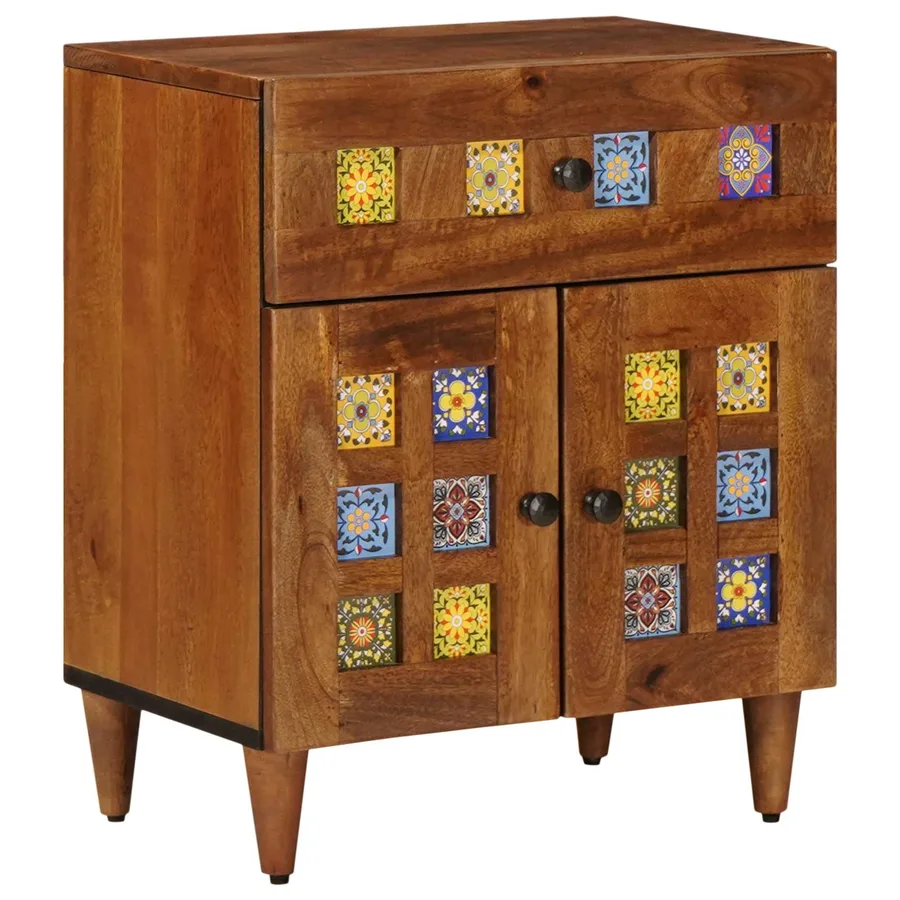 Cabinet de chevet Marron 50 x 33 x 60 cm Bois de mangue massif - 2