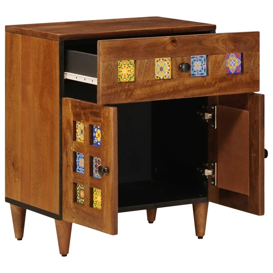 Cabinet de chevet Marron 50 x 33 x 60 cm Bois de mangue massif - 3