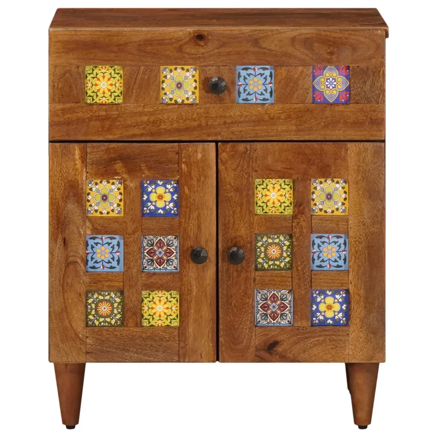 Cabinet de chevet Marron 50 x 33 x 60 cm Bois de mangue massif - 4
