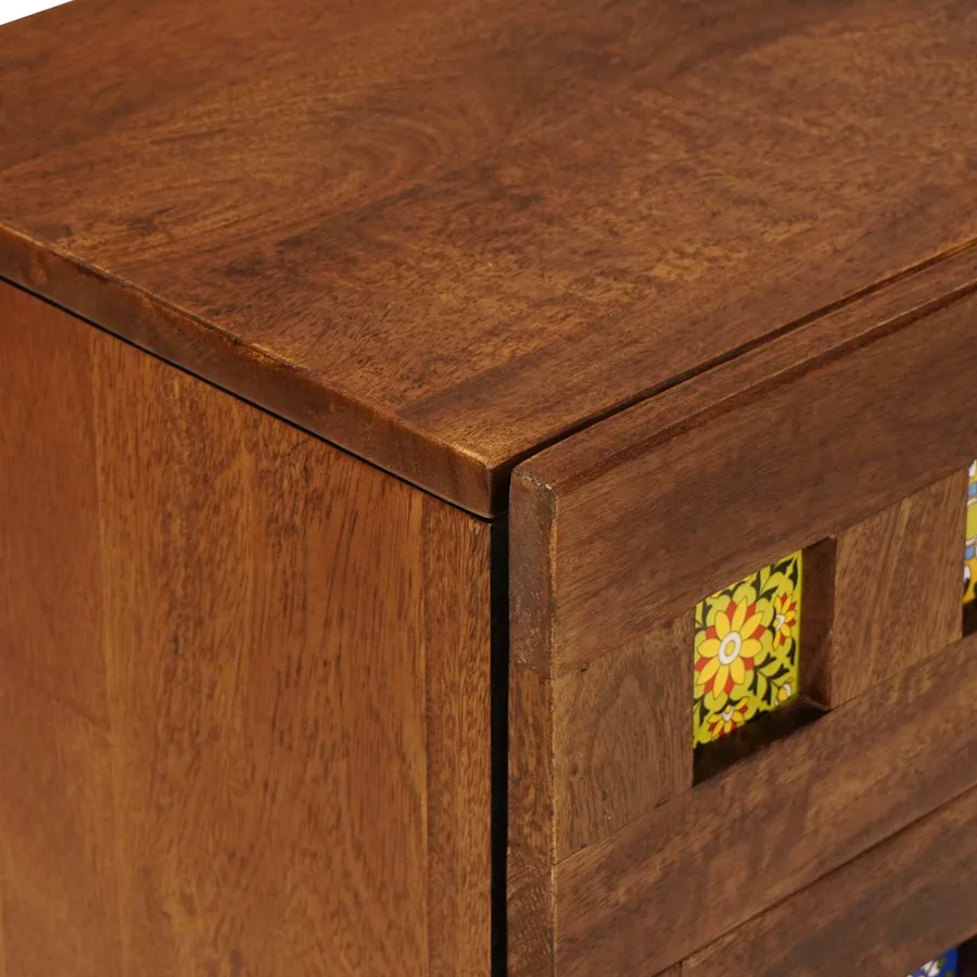 Cabinet de chevet Marron 50 x 33 x 60 cm Bois de mangue massif - 7