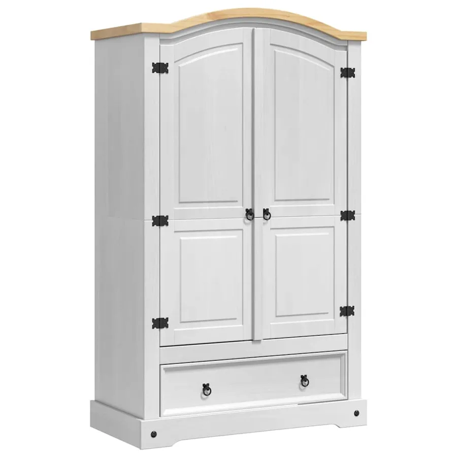 Armoire avec tiroir Corona Blanc 101 x 52 x 170 cm Pin massif - 2