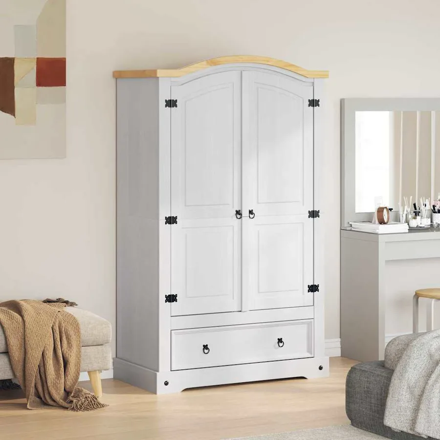 Armoire avec tiroir Corona Blanc 101 x 52 x 170 cm Pin massif - 4