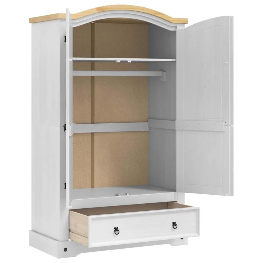 Armoire avec tiroir Corona Blanc 101 x 52 x 170 cm Pin massif - 5