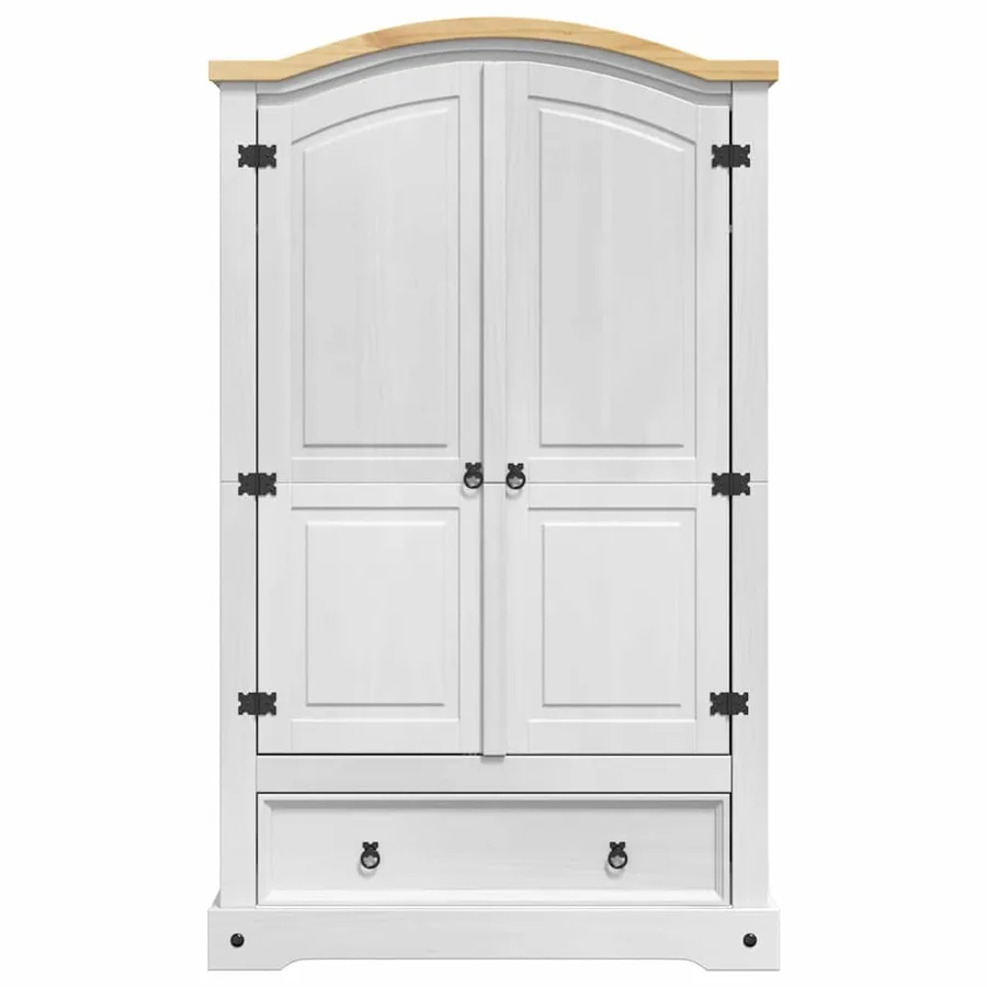 Armoire avec tiroir Corona Blanc 101 x 52 x 170 cm Pin massif - 6