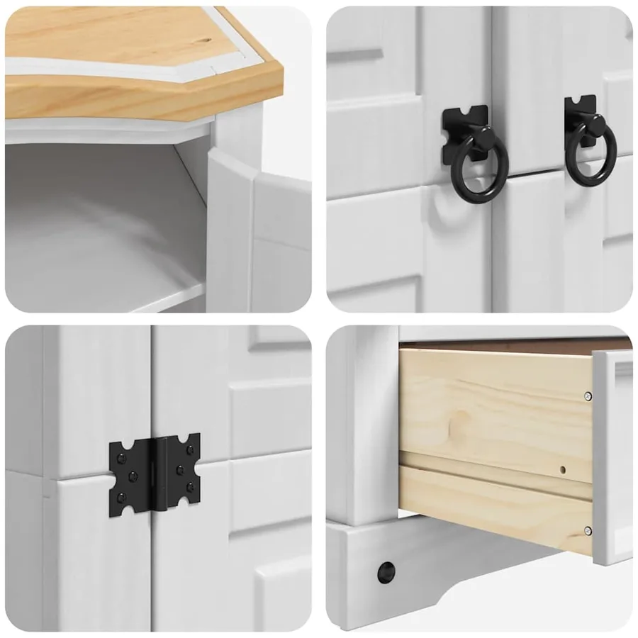 Armoire avec tiroir Corona Blanc 101 x 52 x 170 cm Pin massif - 9
