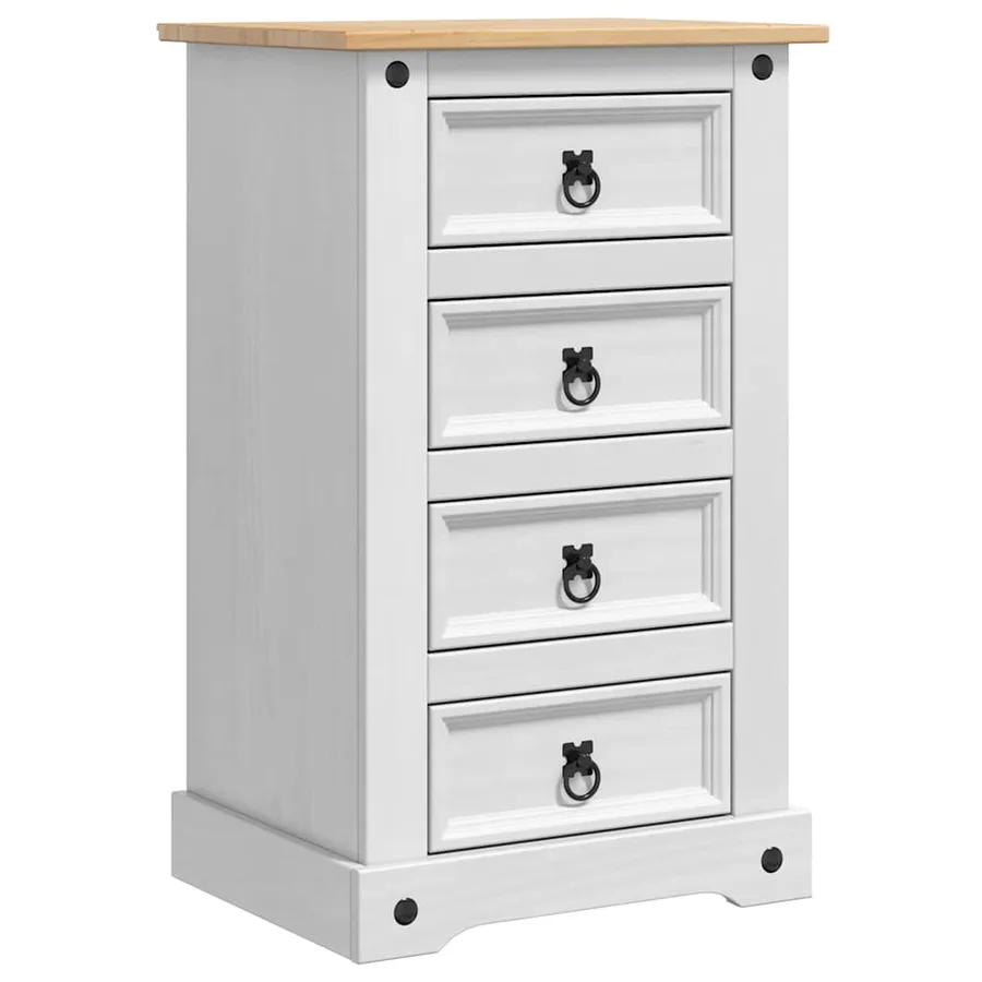 Table de chevet Corona Blanc 53 x 39 x 84 cm Pin massif - 2
