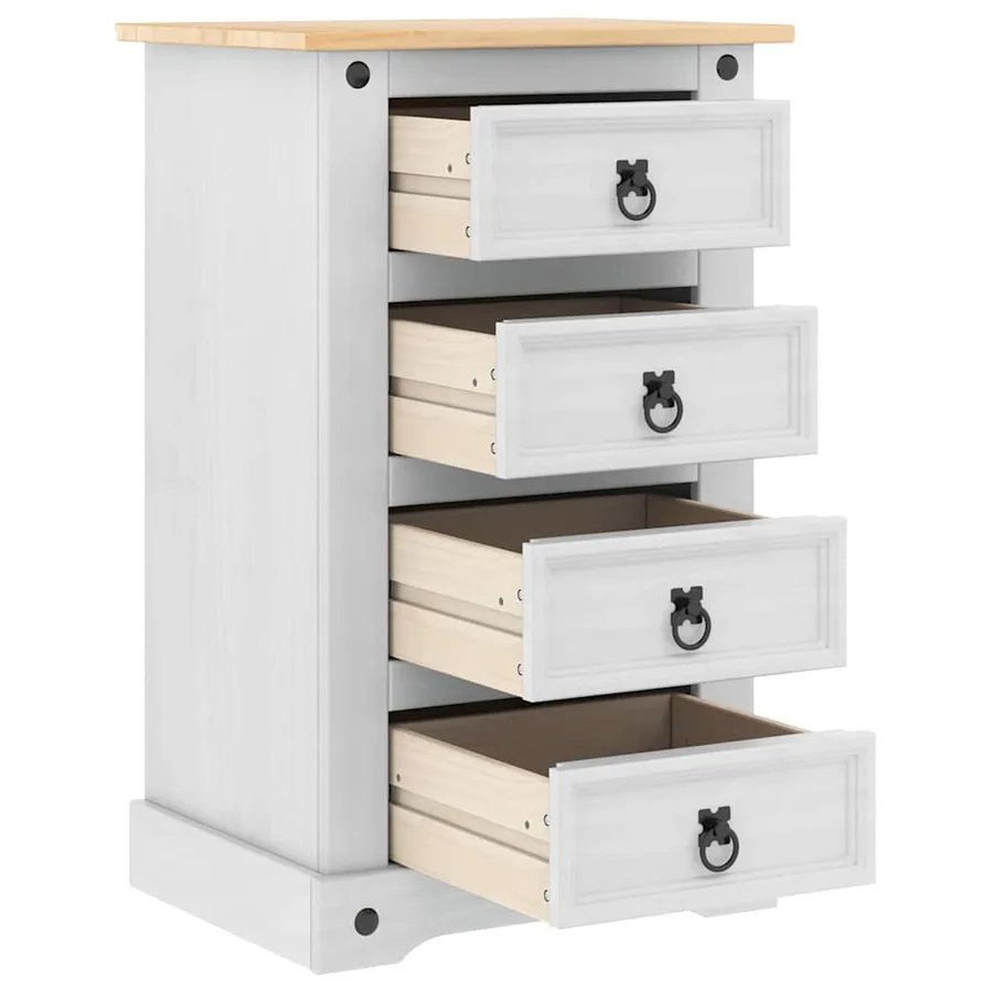 Table de chevet Corona Blanc 53 x 39 x 84 cm Pin massif - 5