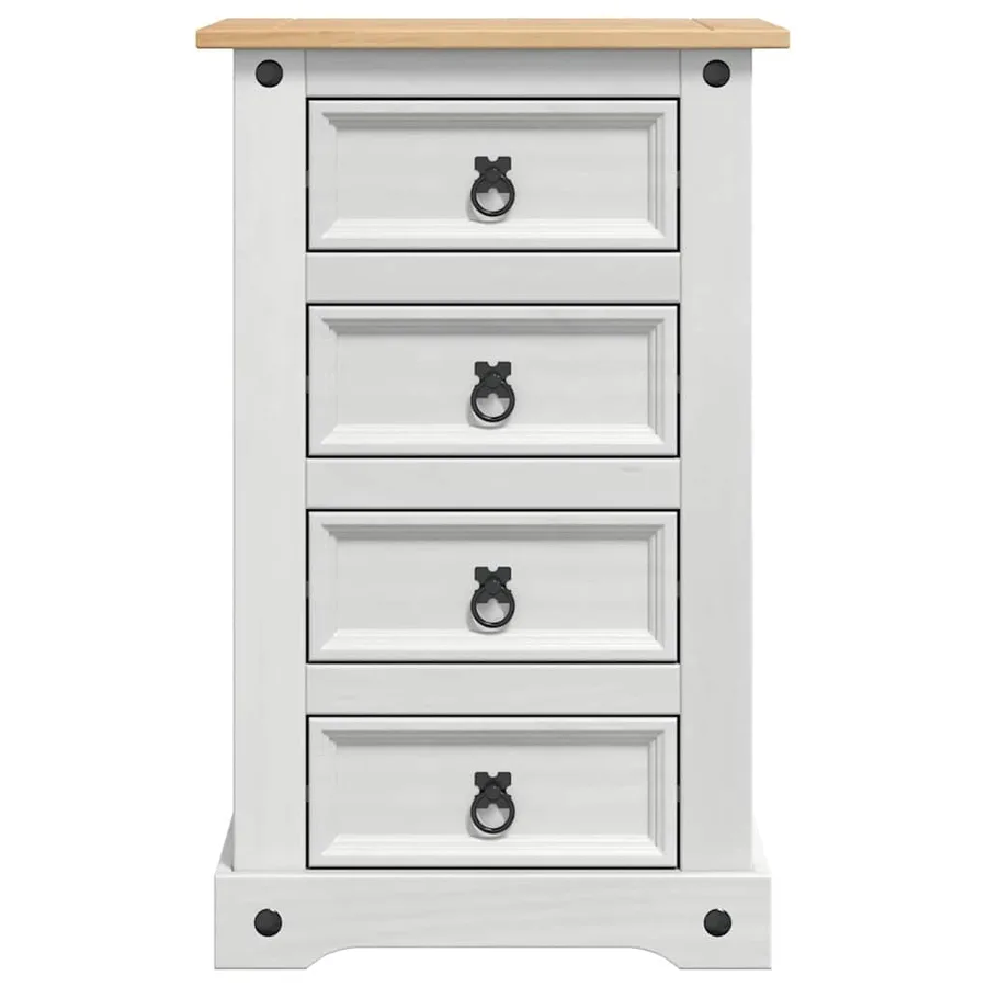 Table de chevet Corona Blanc 53 x 39 x 84 cm Pin massif - 6