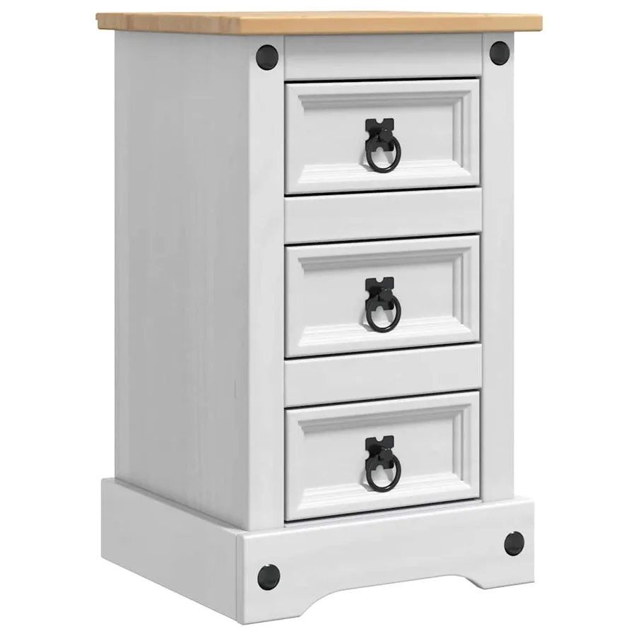 Table de chevet Corona Blanc 35 x 32,5 x 58 cm Pin massif - 2