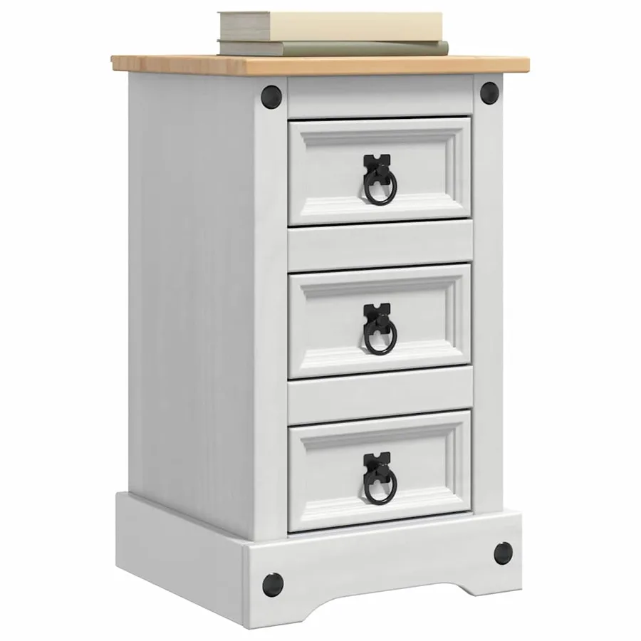 Table de chevet Corona Blanc 35 x 32,5 x 58 cm Pin massif - 3