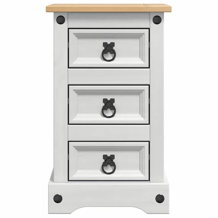 Table de chevet Corona Blanc 35 x 32,5 x 58 cm Pin massif - 6