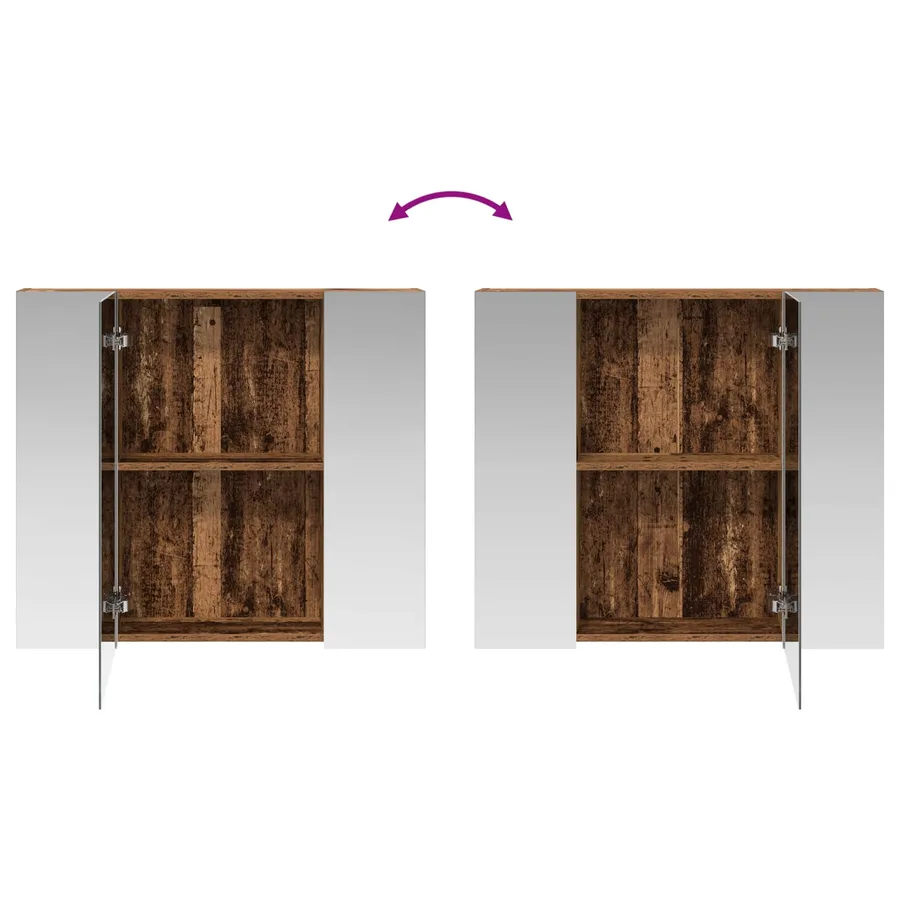 Armoire Miroir de Salle de Bain Bois ancien 80 x 14.5 x 70 cm - 10