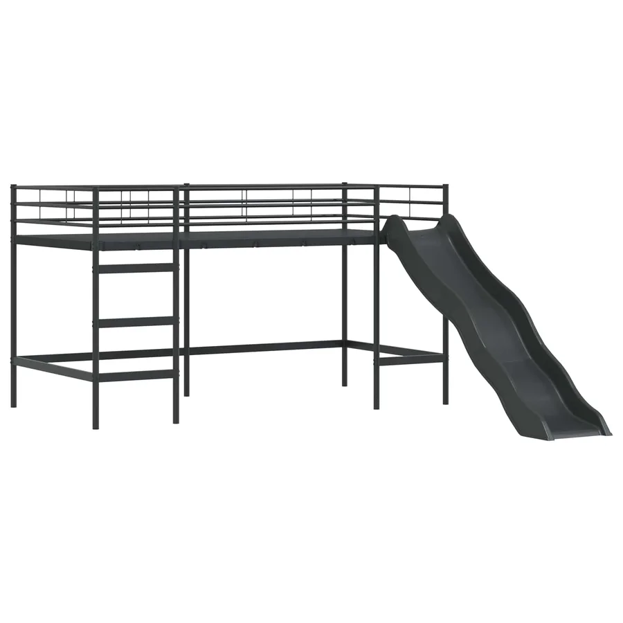 Lit mezzanine pour enfants Uni Noir et Bleu 80 x 200 cm métal - 5