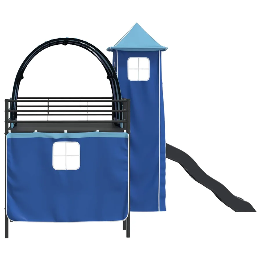 Lit mezzanine pour enfants Uni Noir et Bleu 80 x 200 cm métal - 9