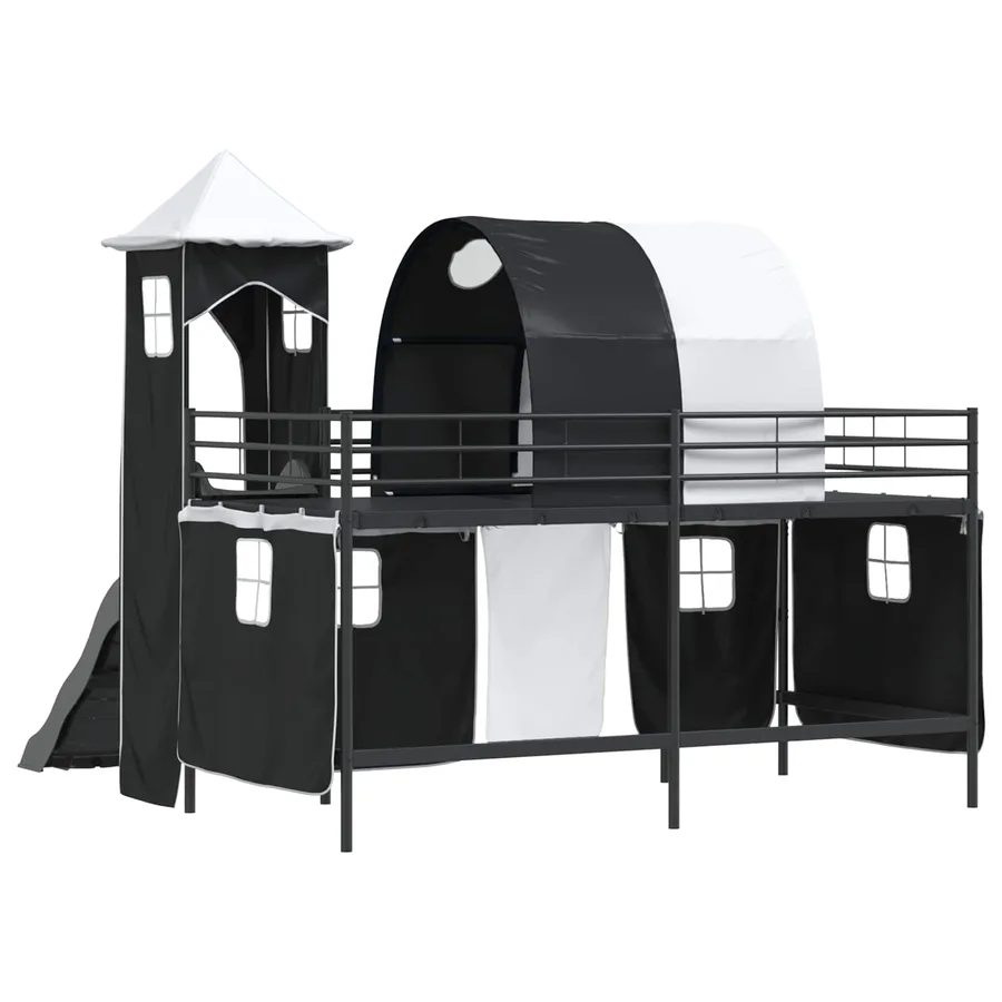 Lit mezzanine pour enfants Uni Noir 80 x 200 cm métal - 10