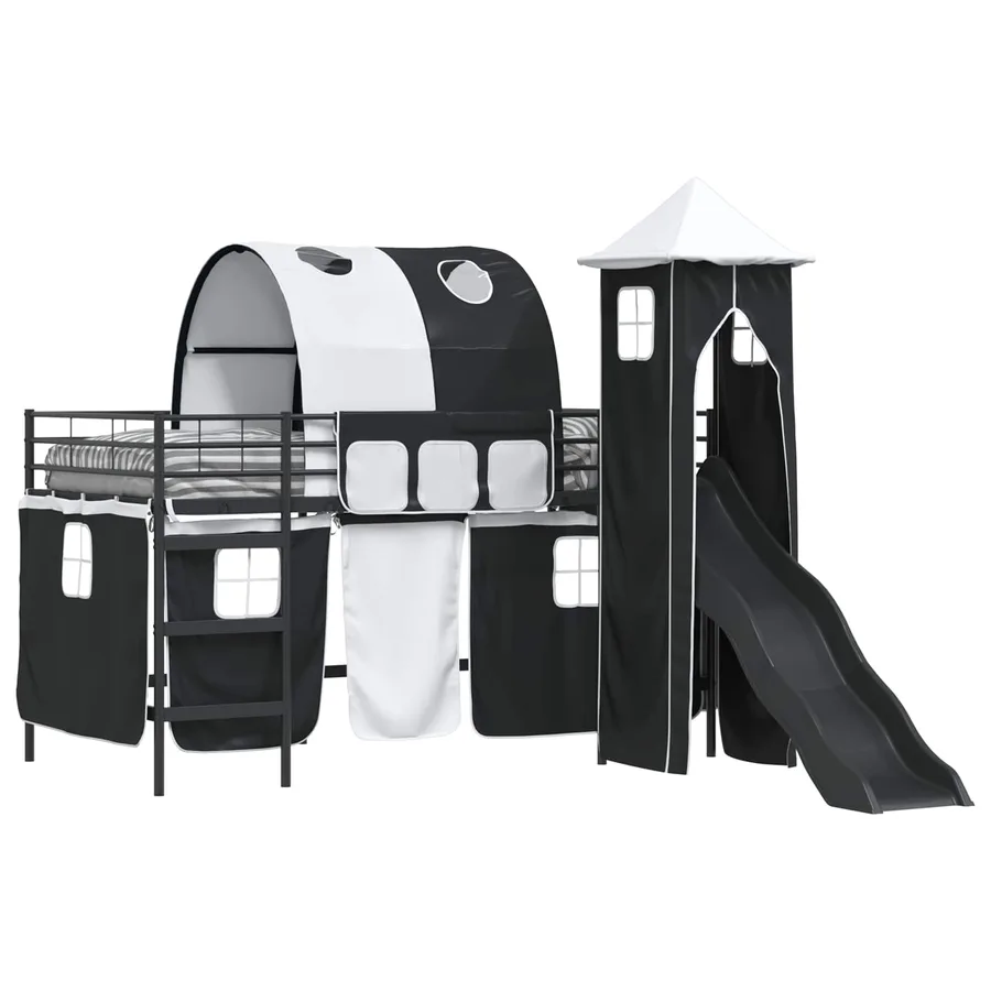 Lit mezzanine pour enfants Uni Noir 80 x 200 cm métal - 2