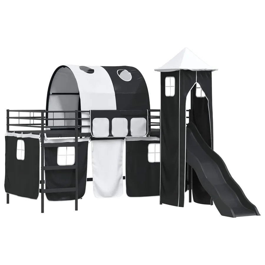 Lit mezzanine pour enfants Uni Noir 80 x 200 cm métal - 4