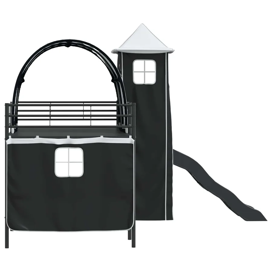 Lit mezzanine pour enfants Uni Noir 80 x 200 cm métal - 9