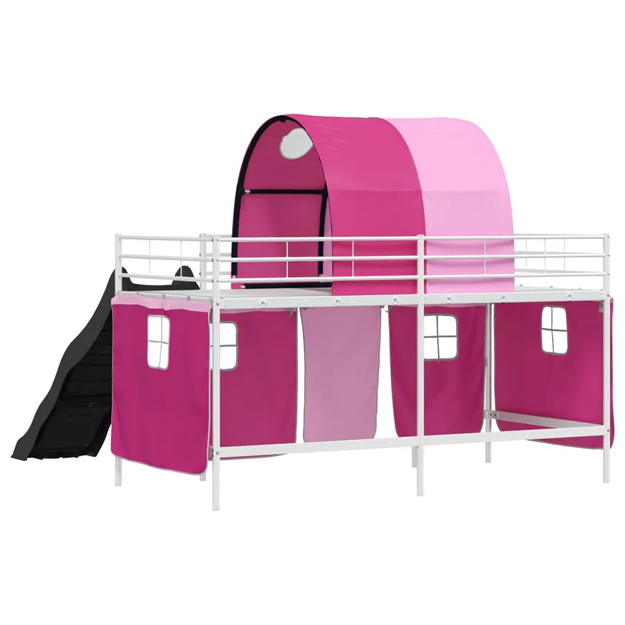 Lit mezzanine pour enfants Uni Blanc et rose 107 x 203 cm Métал - 10