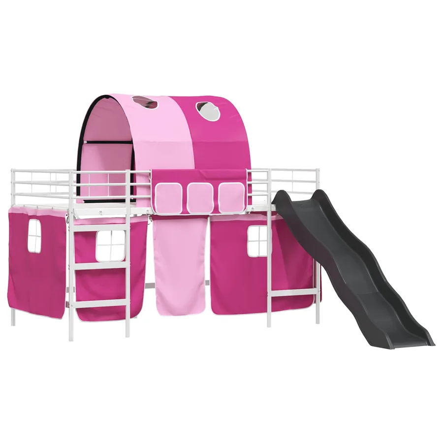 Lit mezzanine pour enfants Uni Blanc et rose 107 x 203 cm Métал - 4