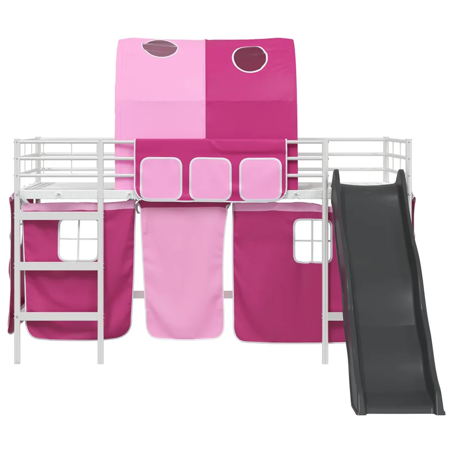 Lit mezzanine pour enfants Uni Blanc et rose 107 x 203 cm Métал - 6
