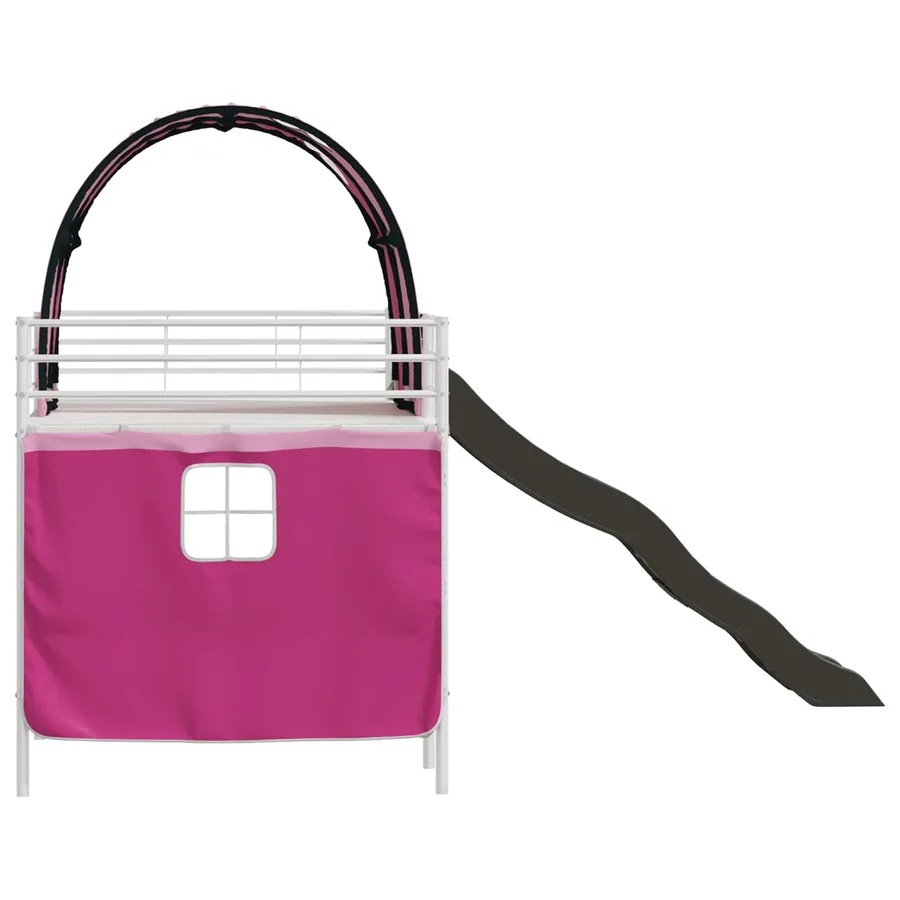 Lit mezzanine pour enfants Uni Blanc et rose 107 x 203 cm Métал - 9