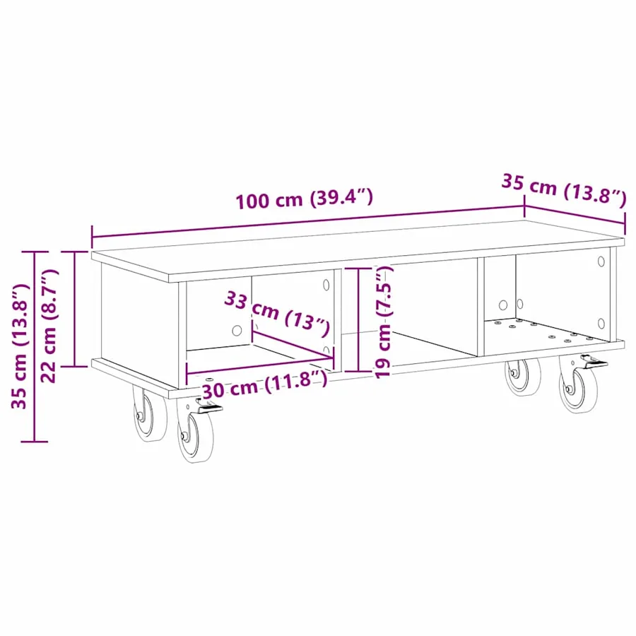 Meuble TV Gris Sonoma 100 x 35 x 35 cm Bois d'ingénierie - 11