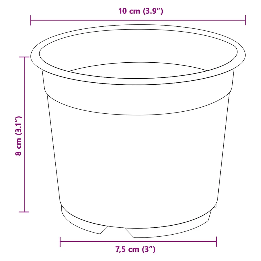 Pot à fleurs rond 200 pcs Noir Ø 10 x 8 cm Plastique - 11