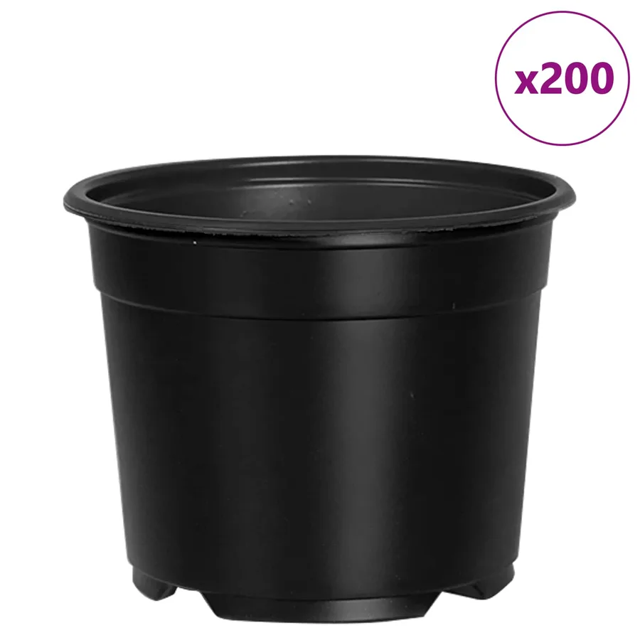 Pot à fleurs rond 200 pcs Noir Ø 10 x 8 cm Plastique - 4