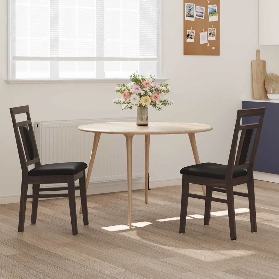 Chaise de salle à manger 2 pcs Marron clair et noir - 3
