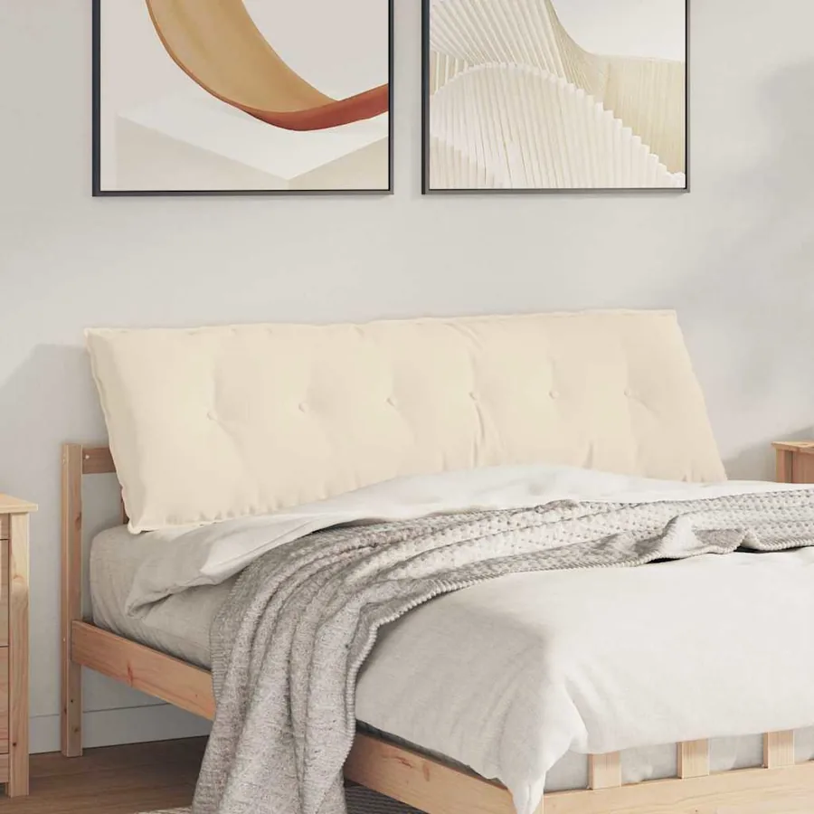 Coussin de Dos Beige 160 x 50 cm Tissu en microfibre