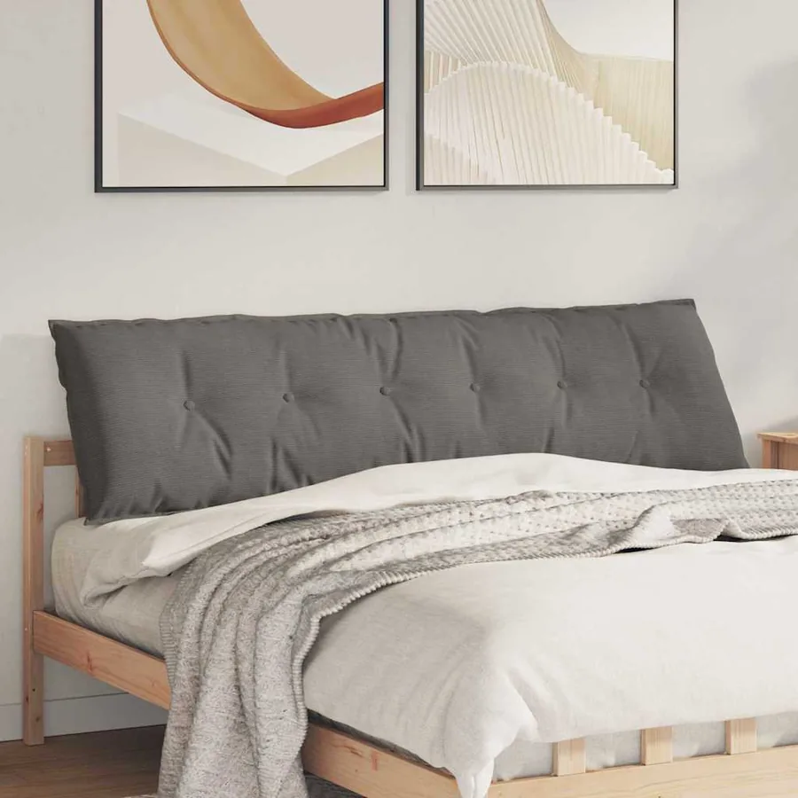 Coussin de Dos Gris clair 180 x 50 cm Tissu en velours côtelé