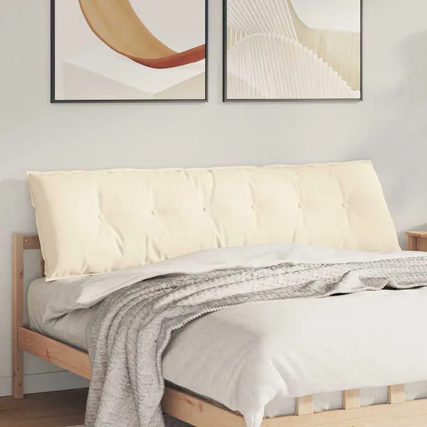 Coussin de Dos Crème 180 x 50 cm Tissu en velours côtelé